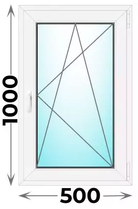 Пластиковое окно 500x1000 одностворчатое (однокамерное)